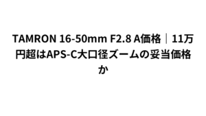TAMRON 16-50mm F2.8 A価格｜11万円超はAPS-C大口径ズームの妥当価格か